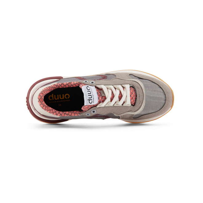 Duuo Zapatillas grises retro con cuña y detalles rojos mujer Rebajas de fin de temporada