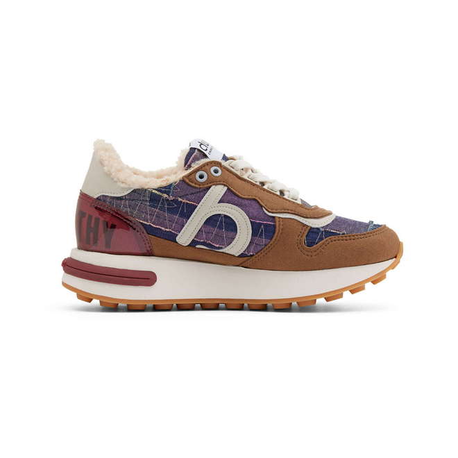 Duuo Zapatillas marrones retro con cuña y detalles multicolor mujer En línea