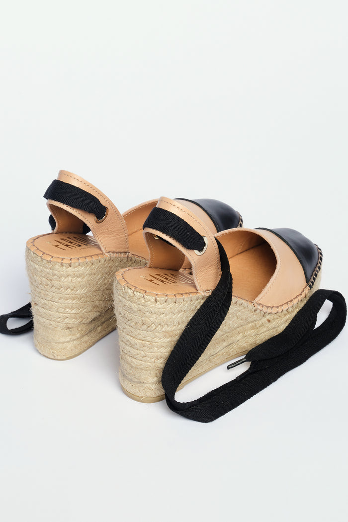 Fabiolas Alpargata Altearas Beige/Negro Venta caliente