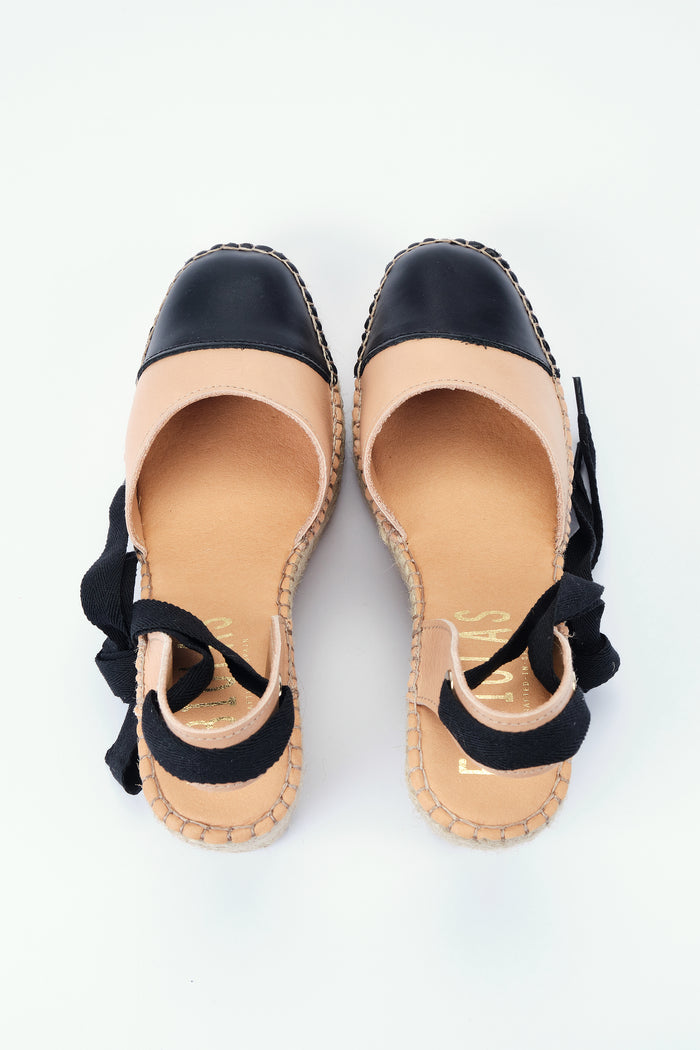 Fabiolas Alpargata Altearas Beige/Negro Venta caliente