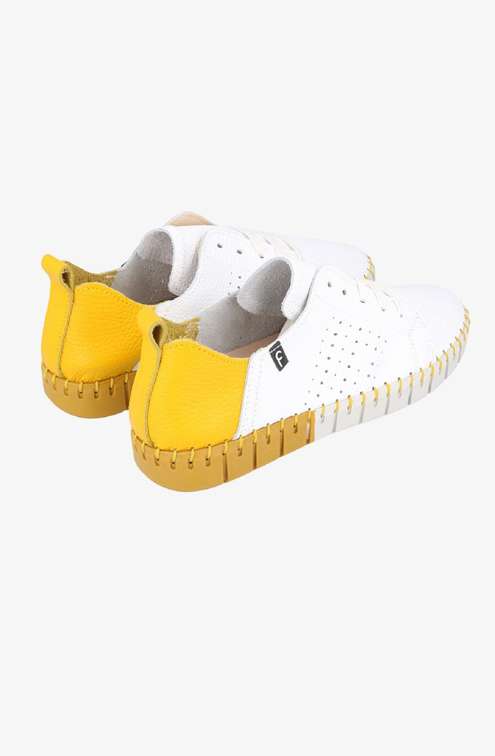 Fabiolas Sneaker JutHeras Blanco/Amarillo Liquidación