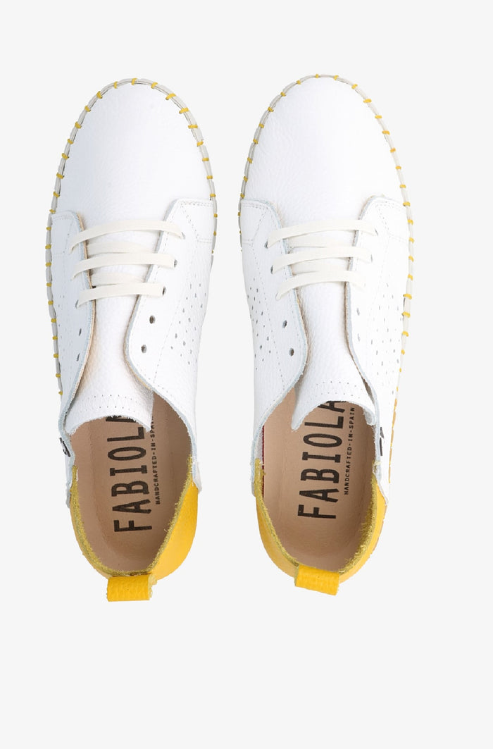 Fabiolas Sneaker JutHeras Blanco/Amarillo Liquidación