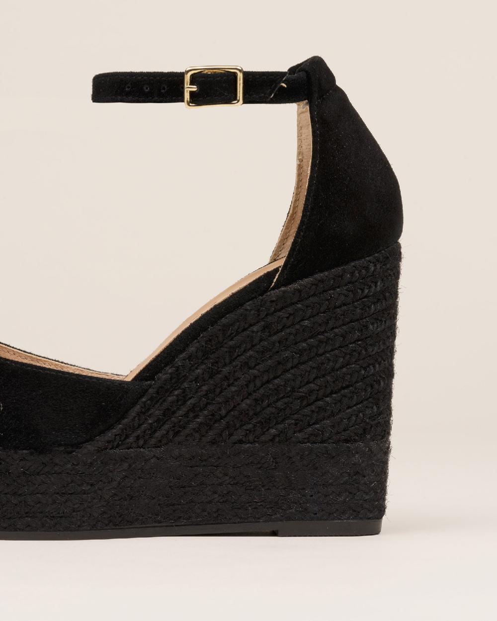 Gaimo espadrilles Sugus NegroAlpargatas de cuña monocolor en piel con hebilla Oferta especial de fábrica