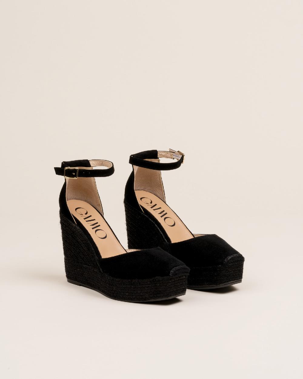 Gaimo espadrilles Sugus NegroAlpargatas de cuña monocolor en piel con hebilla Oferta especial de fábrica