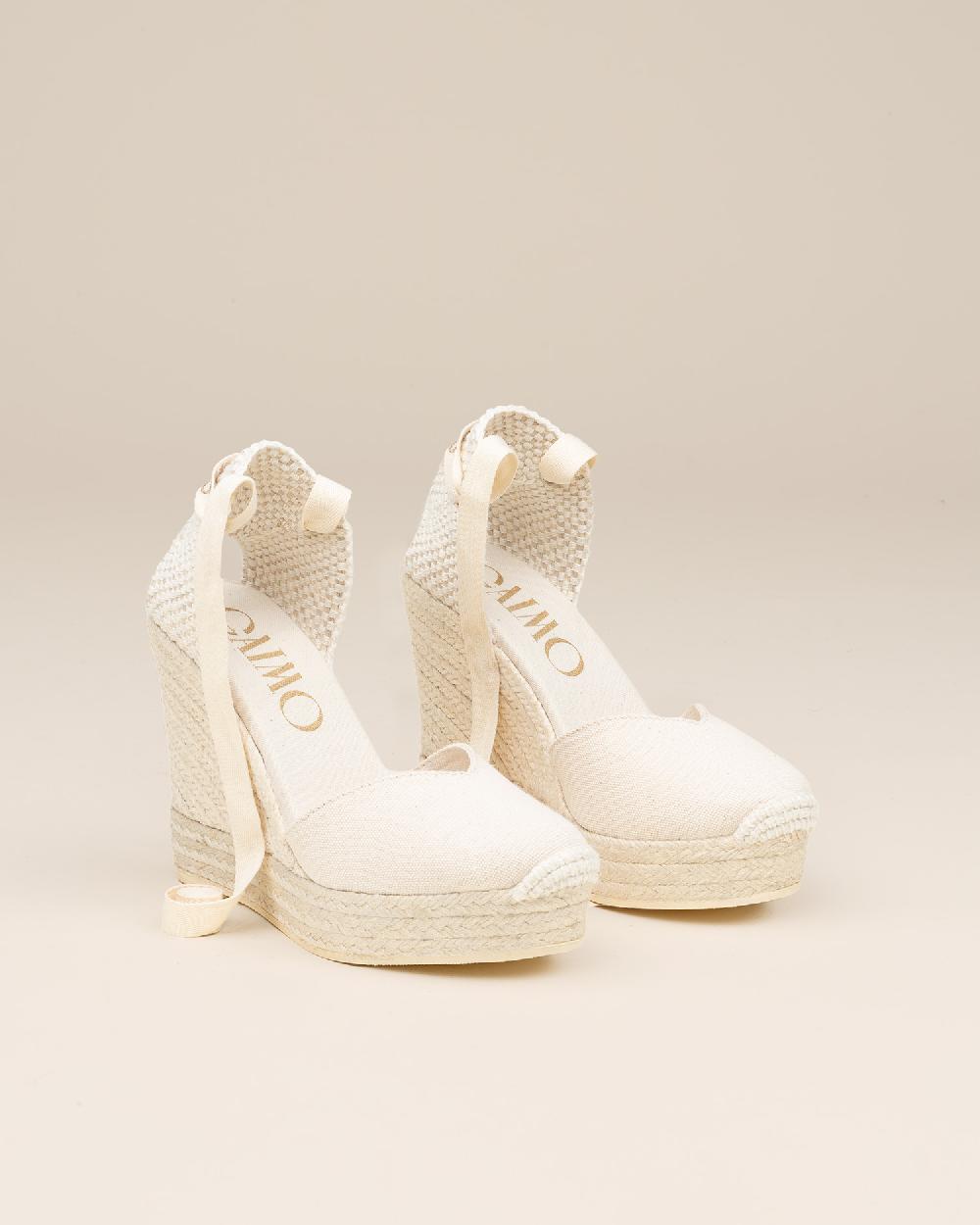 Gaimo espadrilles Tani CrudoAlpargatas de cuña alta monocolor en algodón con cintas Superdescuento