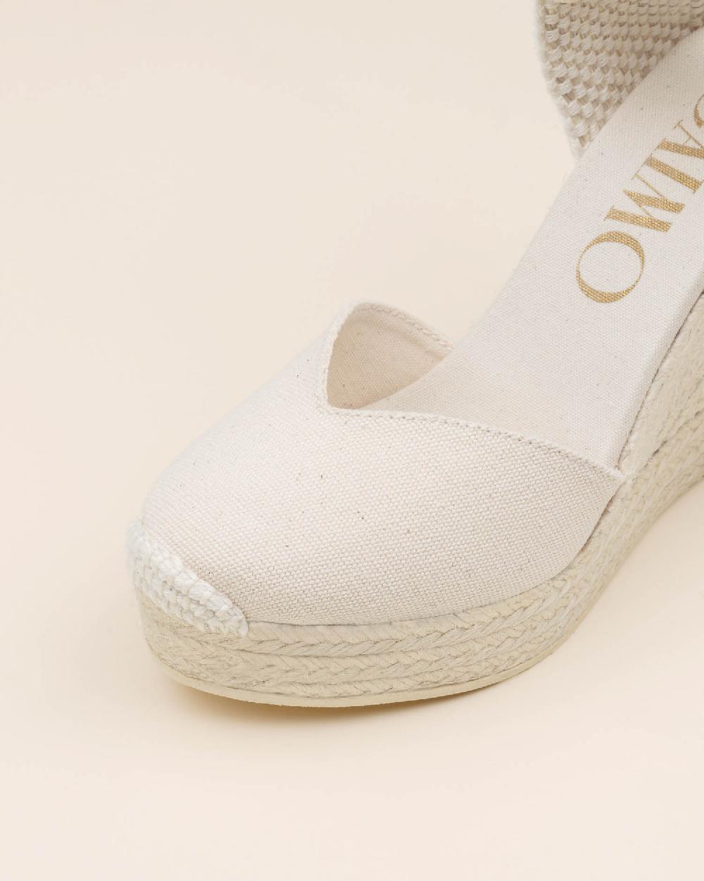 Gaimo espadrilles Tani CrudoAlpargatas de cuña alta monocolor en algodón con cintas Superdescuento