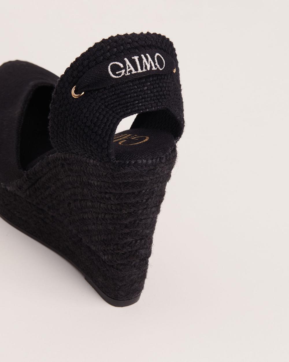 Gaimo espadrilles Tani NegroAlpargatas de cuña alta monocolor en algodón con cintas Envío internacional gratuito