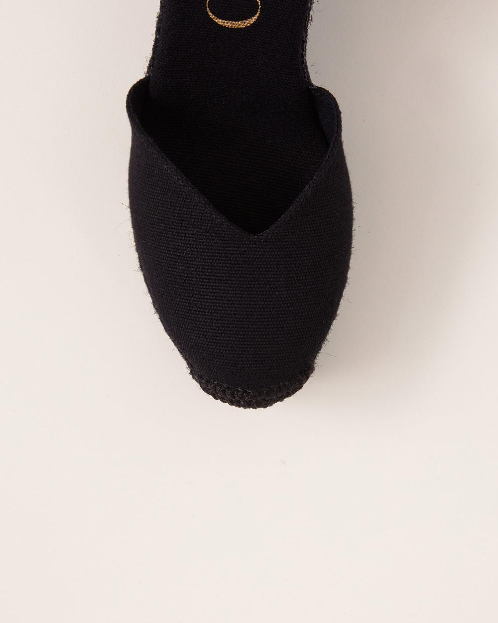 Gaimo espadrilles Tani NegroAlpargatas de cuña alta monocolor en algodón con cintas Envío internacional gratuito