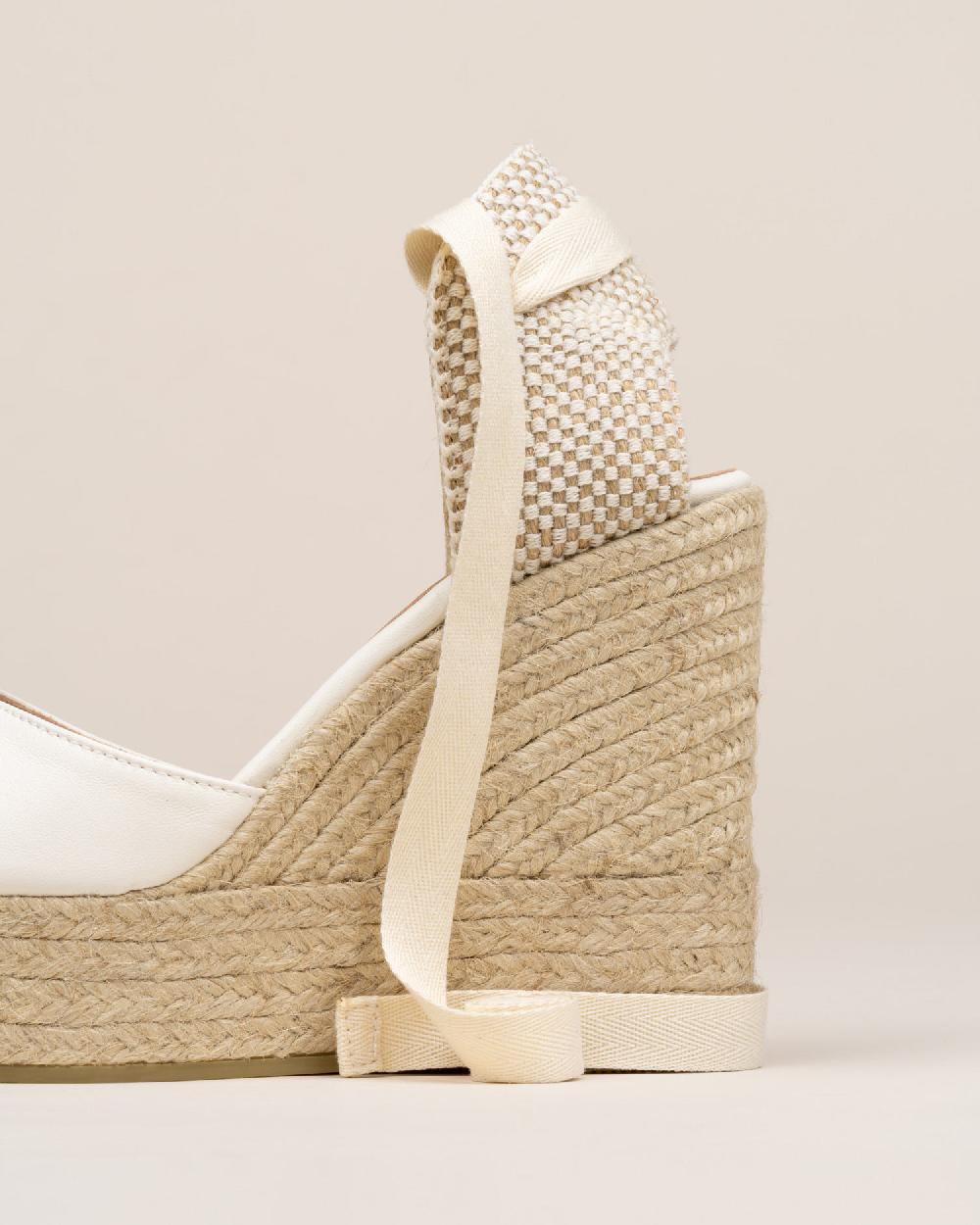 Gaimo espadrilles Tedie MarfilAlpargatas de cuña en piel con cintas Tienda de fábrica