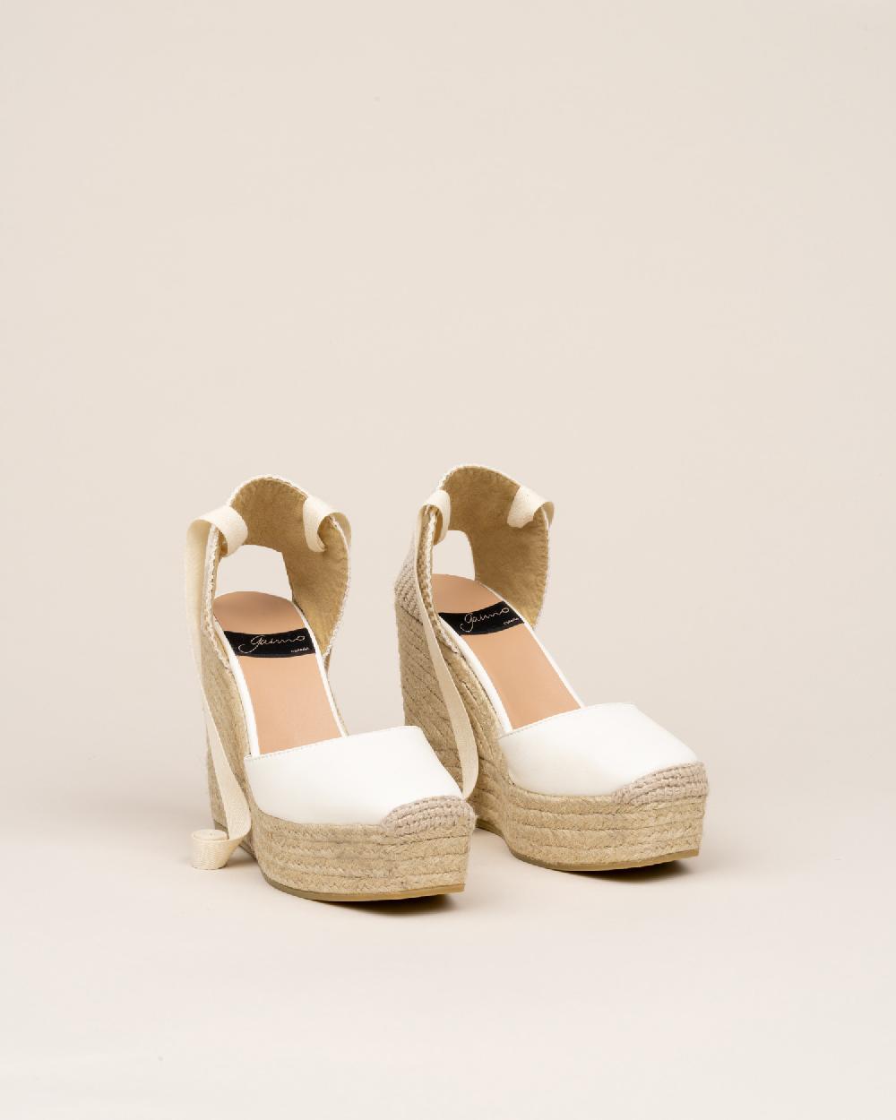 Gaimo espadrilles Tedie MarfilAlpargatas de cuña en piel con cintas Tienda de fábrica