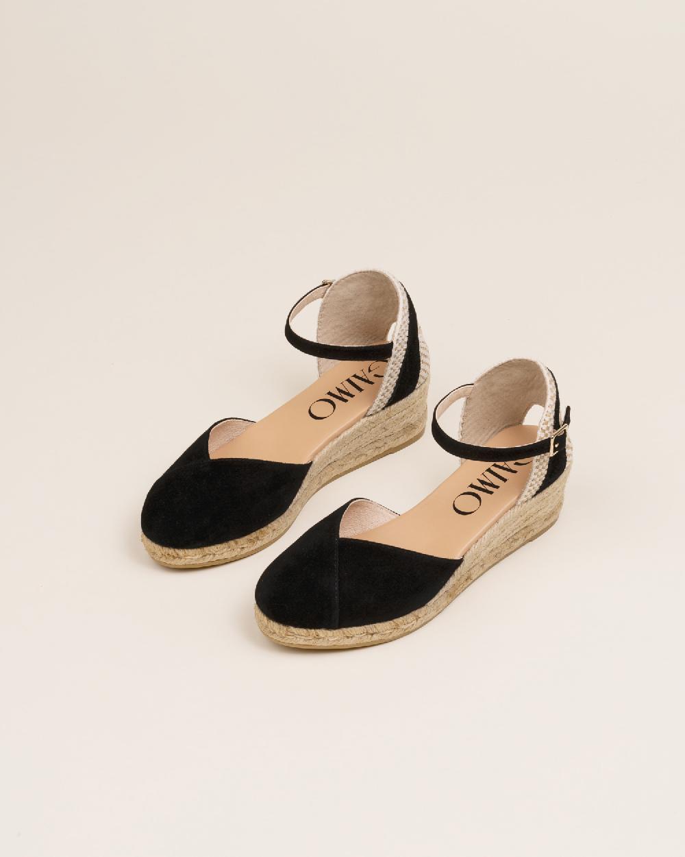 Gaimo espadrilles Copita NegroAlpargatas de cuña en piel con escote pico Libre de impuestos