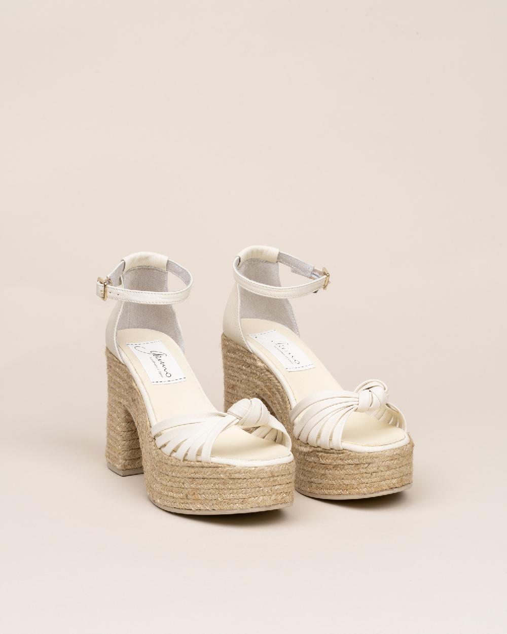 Gaimo espadrilles Melissa MarfilSandalias con tacón de yute en piel con detalle de nudo multitiras Ofertas de temporada