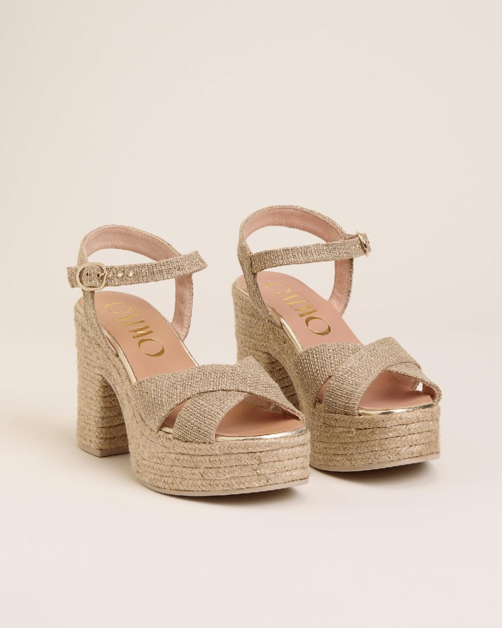 Gaimo espadrilles Natalis NaturalSandalias con tacón de yute en lino Rebajas de fin de temporada