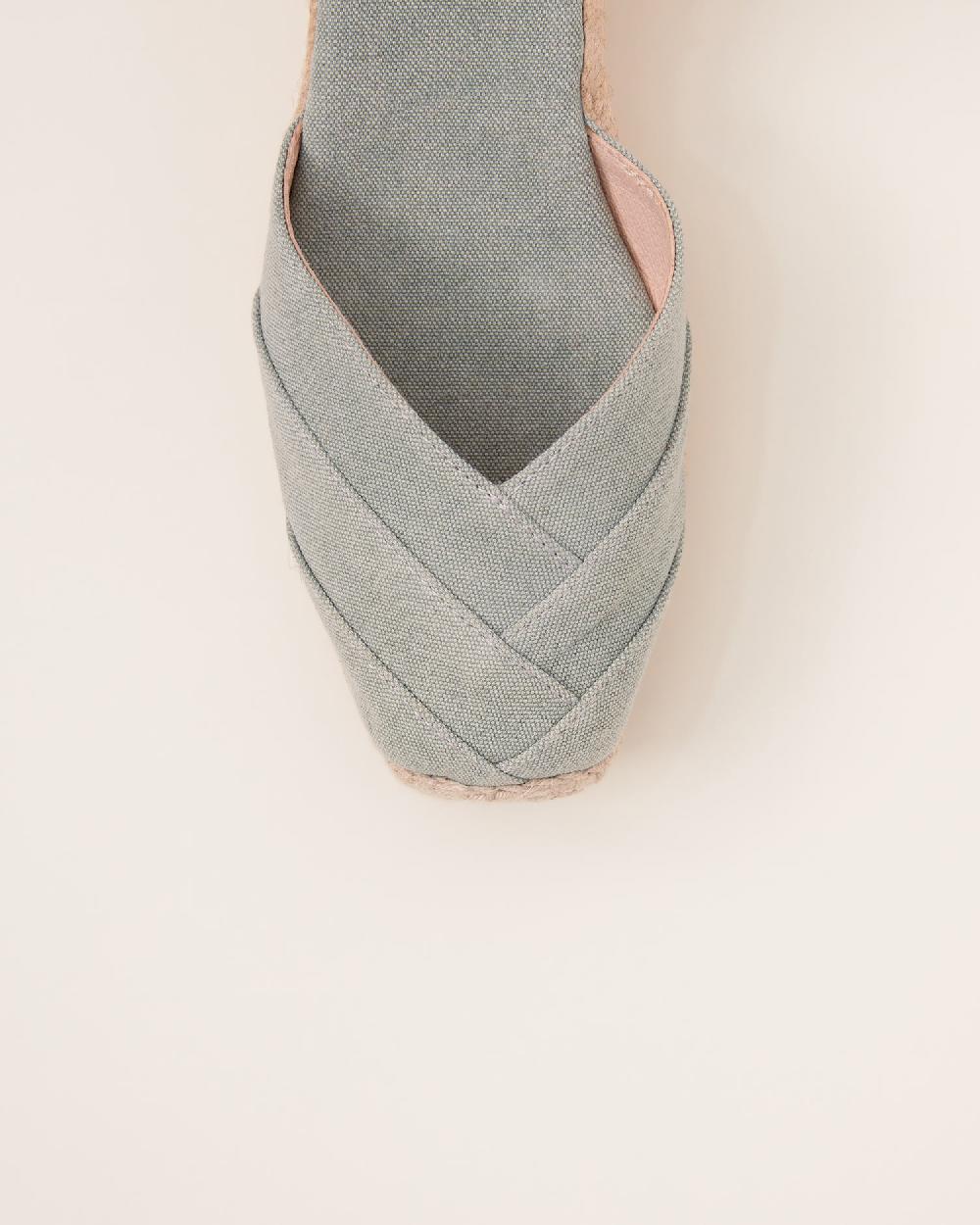 Gaimo espadrilles Tobi SalviaAlpargatas de cuña en algodón con cintas con punta cuadrada 2025