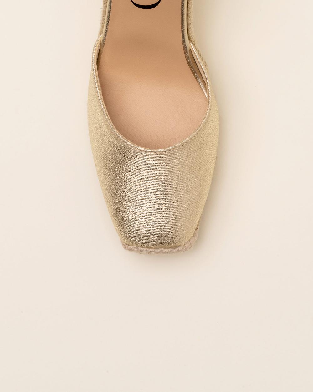 Gaimo espadrilles Yosie7 CarraraAlpargatas de cuña en piel grabada con punta cuadrada Venta caliente