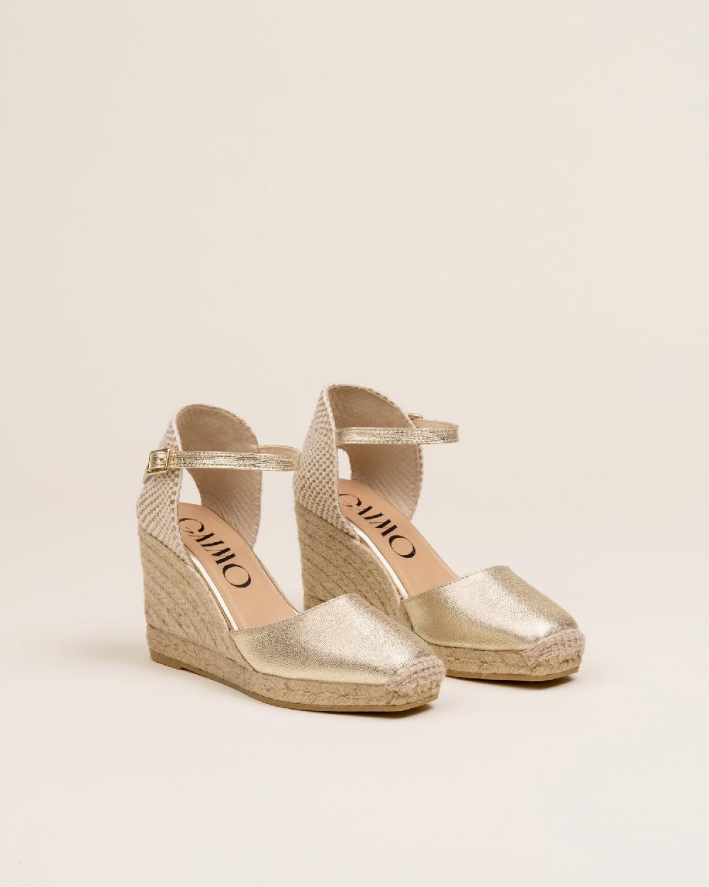 Gaimo espadrilles Yosie7 CarraraAlpargatas de cuña en piel grabada con punta cuadrada Venta caliente