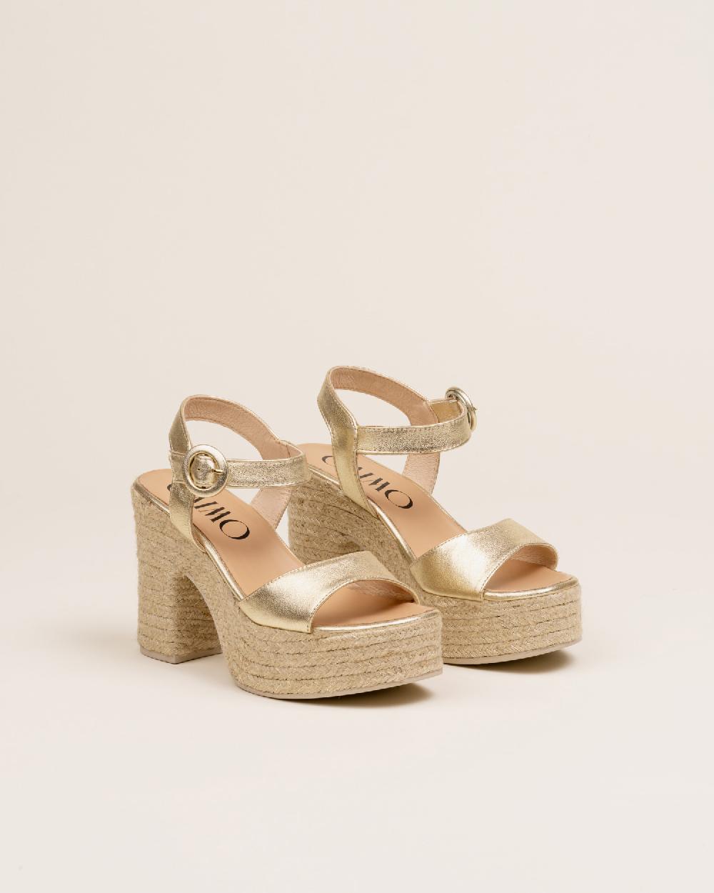 Gaimo espadrilles Eudora PlatinoSandalia con tacón de yute en piel En oferta