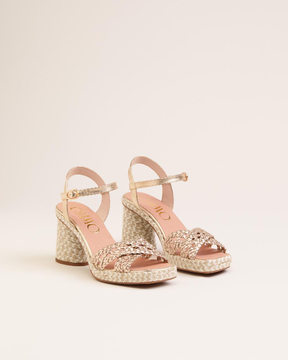 Gaimo espadrilles Pernis PlatinoSandalias con tacón de yute en piel trenzada Gran oferta