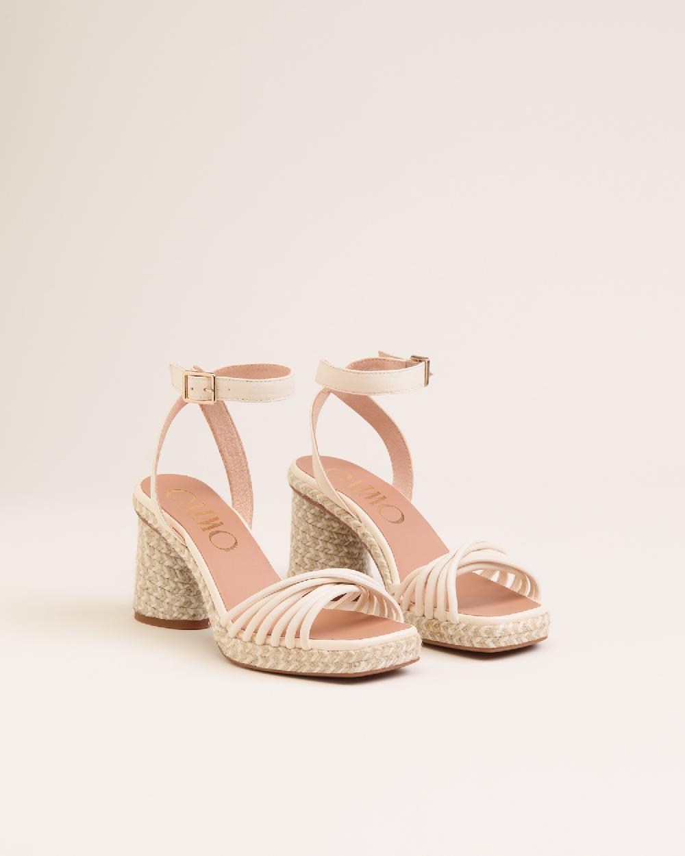Gaimo espadrilles Fusca MarfilSandalias con tacón de yute en piel con detalle multitiras Rebajas de fábrica