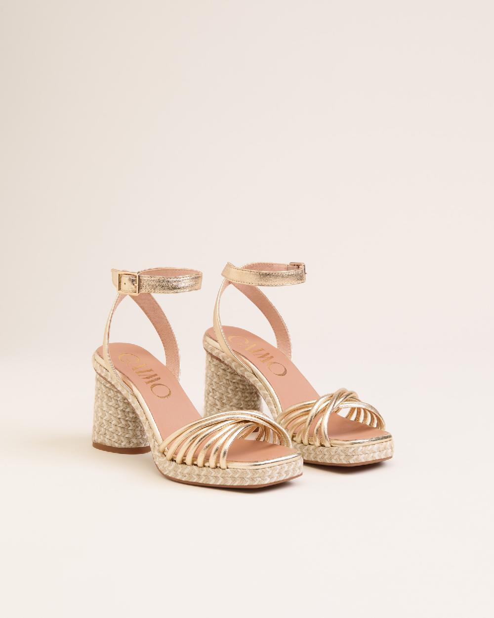 Gaimo espadrilles Fusca OroSandalias con tacón de yute en piel con detalle multitiras Los más vendidos
