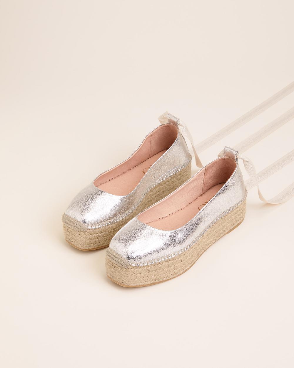 Gaimo espadrilles Mitsy PlataBailarinas con plataforma de yute en piel grabada con cintas Envío gratis