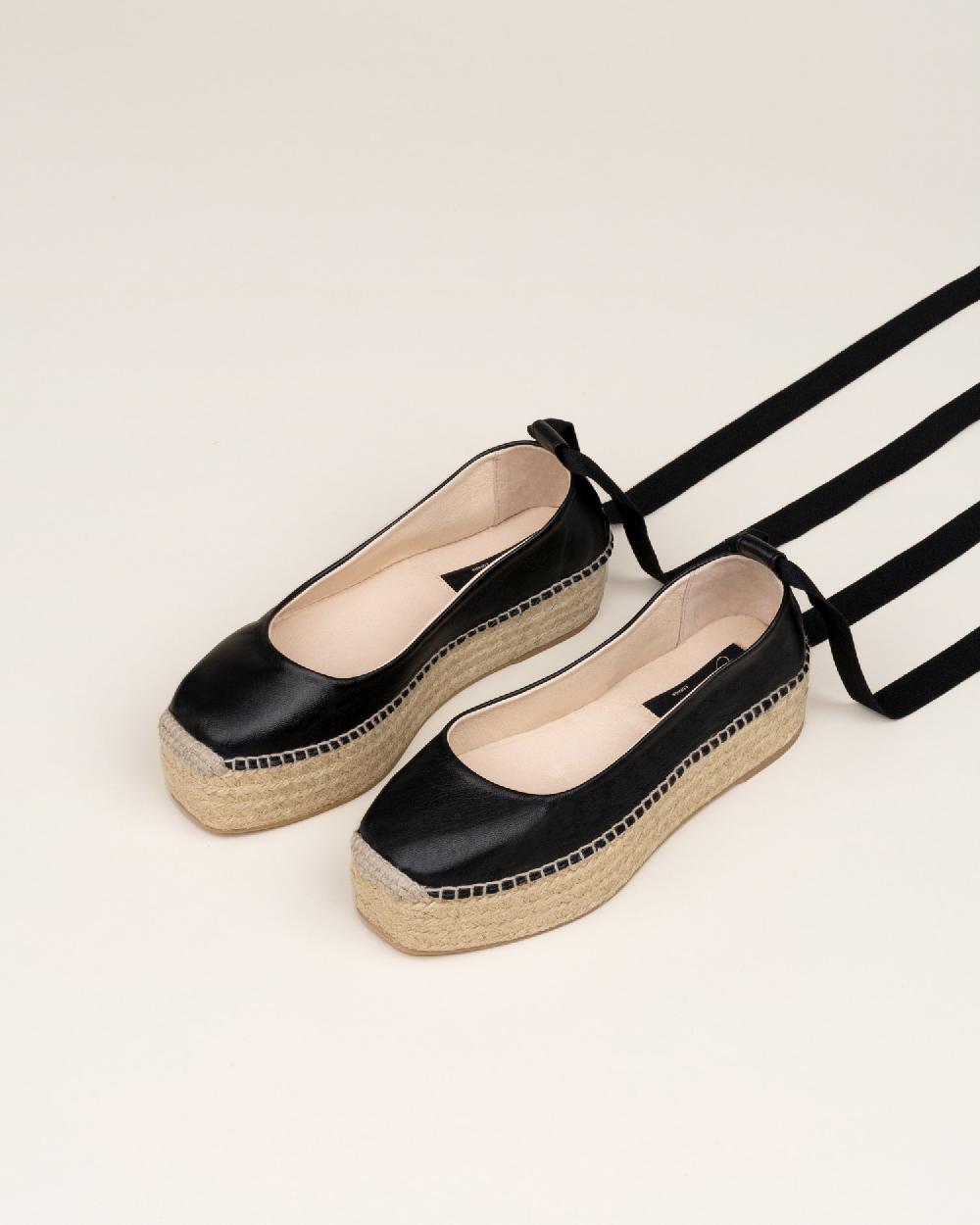 Gaimo espadrilles Mitsy NegroBailarinas con plataforma de yute en piel con cintas Oferta especial