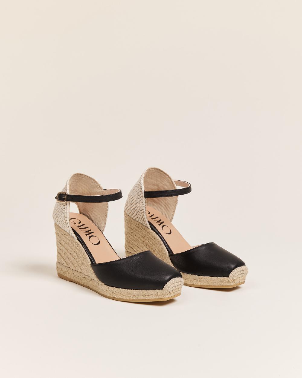 Gaimo espadrilles Yosie7 NegroAlpargatas de cuña en piel con punta cuadrada Últimos 3 días