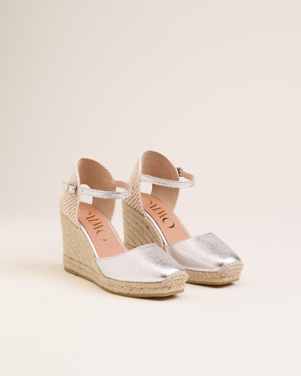 Gaimo espadrilles Yosie7 SilverAlpargatas de cuña en piel grabada con punta cuadrada COMPRAR AHORA