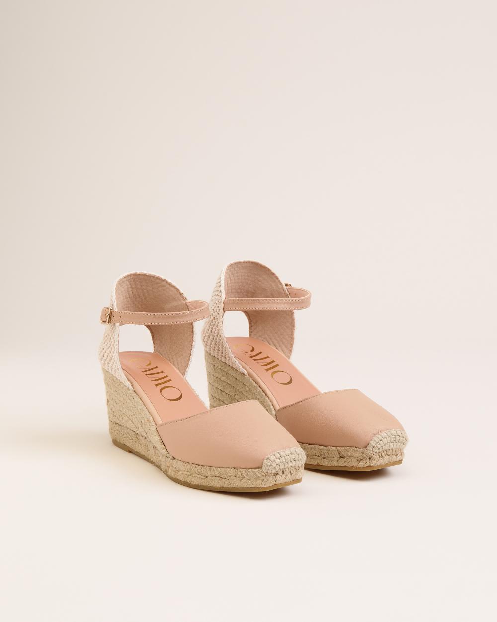 Gaimo espadrilles Yosie5 BeigeAlpargatas de cuña en piel con punta cuadrada Últimos 2 días