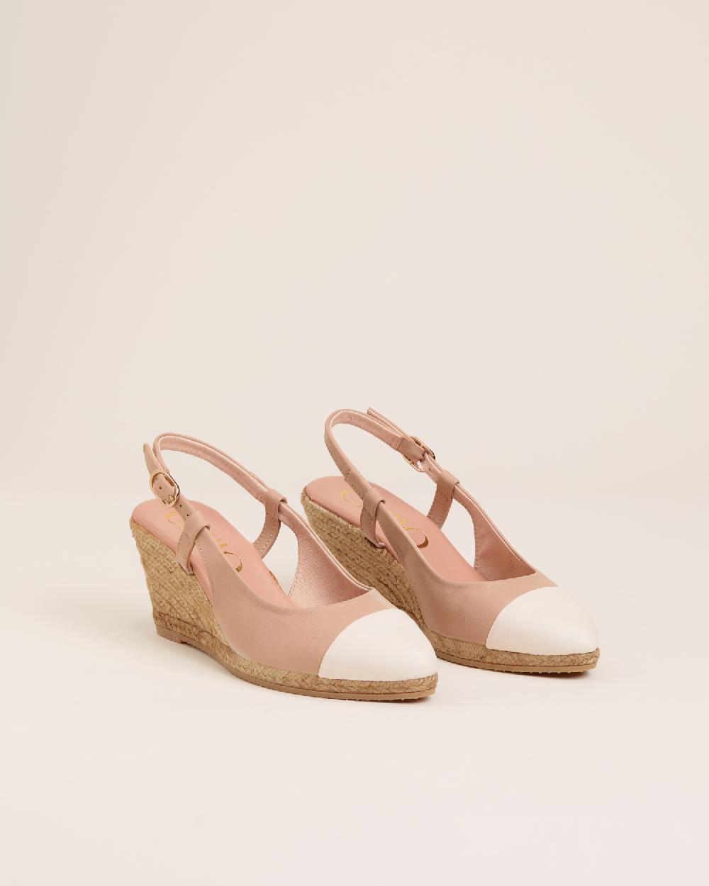 Gaimo espadrilles Velia MarfilAlpargatas de cuña en piel bicolor destalonadas Grandes descuentos