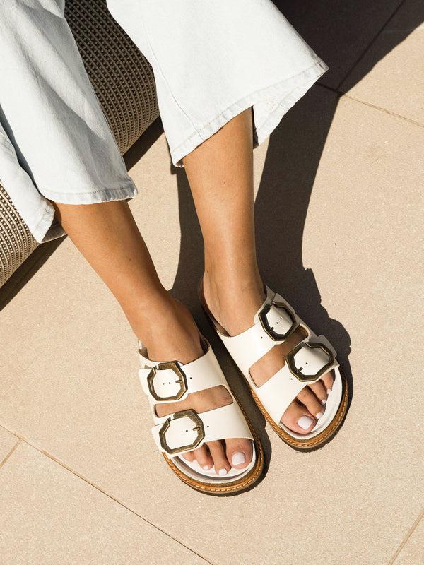 Genuins GALIA LEATHER DRESS WHITE Mejor oferta