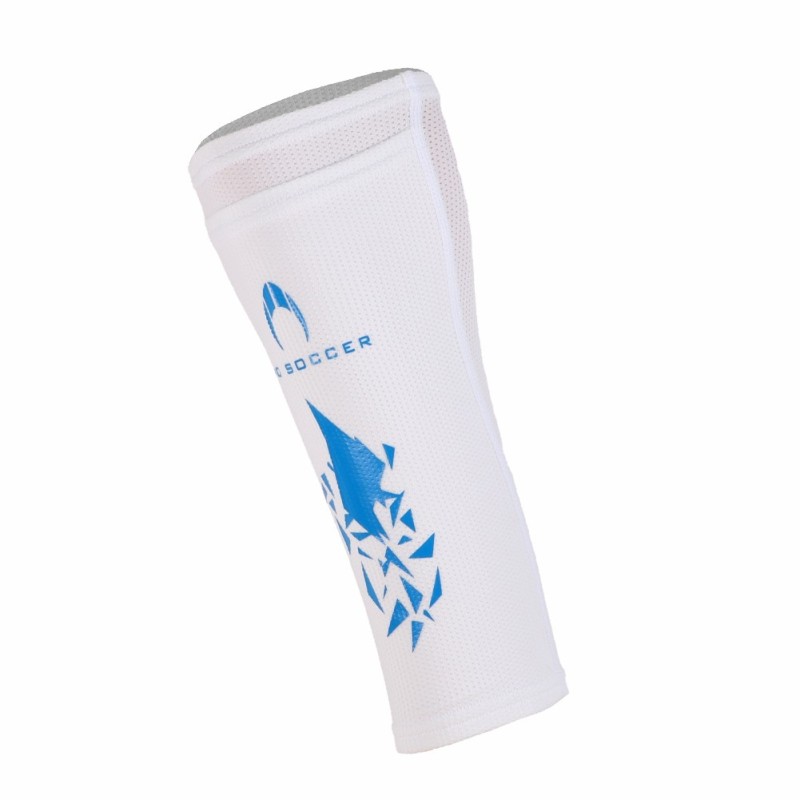 Ho soccer Espinillera Rebel blanca/azul 2025