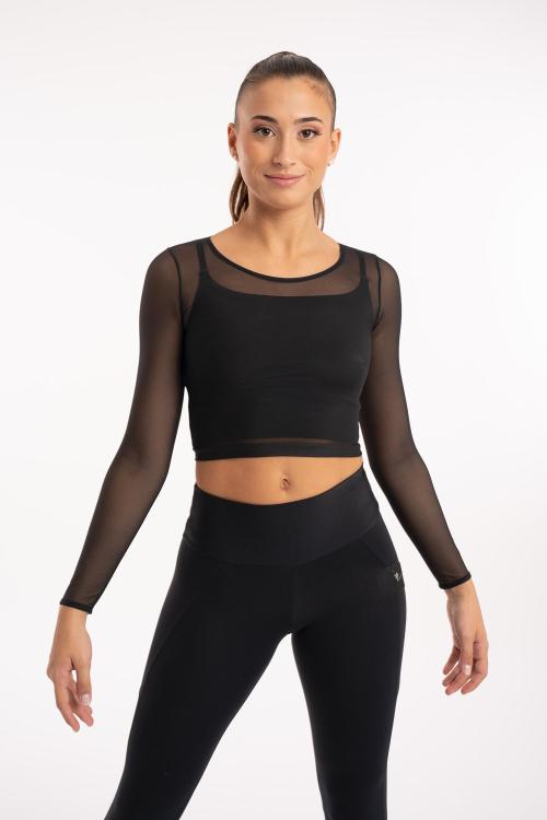 intermezzo Crop top Agustina tejido Red manga larga ajustado con cinturilla de Meryl Los más vendidos