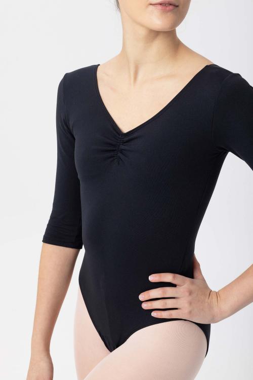 intermezzo Maillot básico negro de Supplex® con mangas 3/4 y fruncido de Intermezzo ballet Solo queda un día