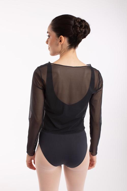 intermezzo Top negro danza ballet de manga larga transparente Intermezzo En oferta