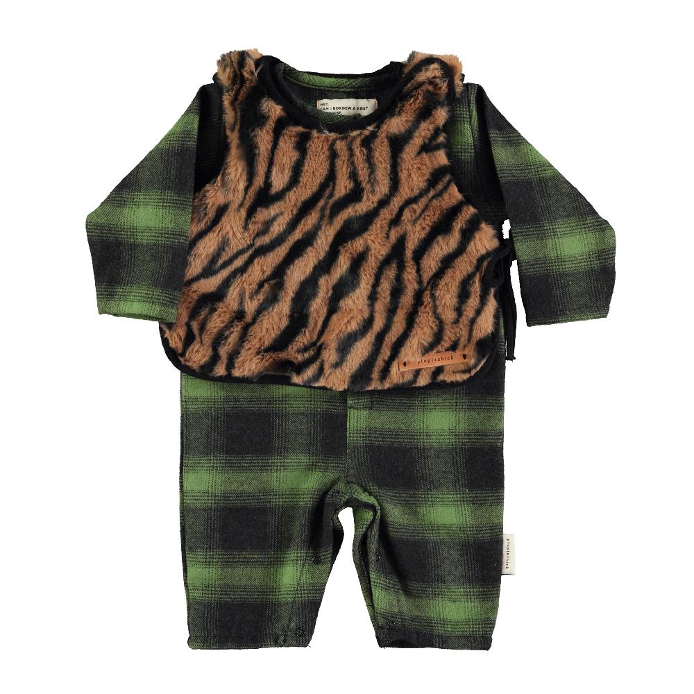 lmdi collection Mono de bebé cuadro verde&negro Piupiuchick En línea