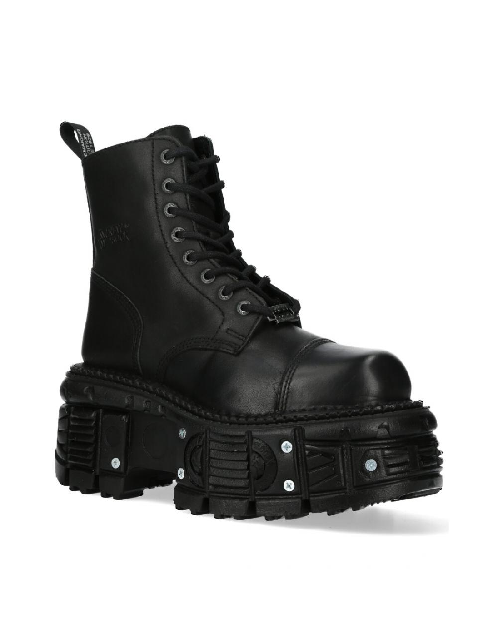 new rock ANKLE BOOT BLACK IMPERFECT WITH LACES M-TANK083-C1 Precio de fábrica