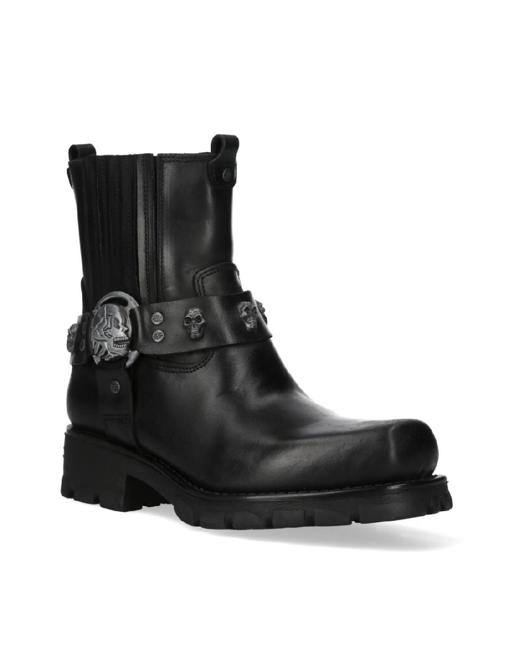 new rock ANKLE BOOT BLACK MOTORCYCLE M-7621-S1 Tienda de fábrica