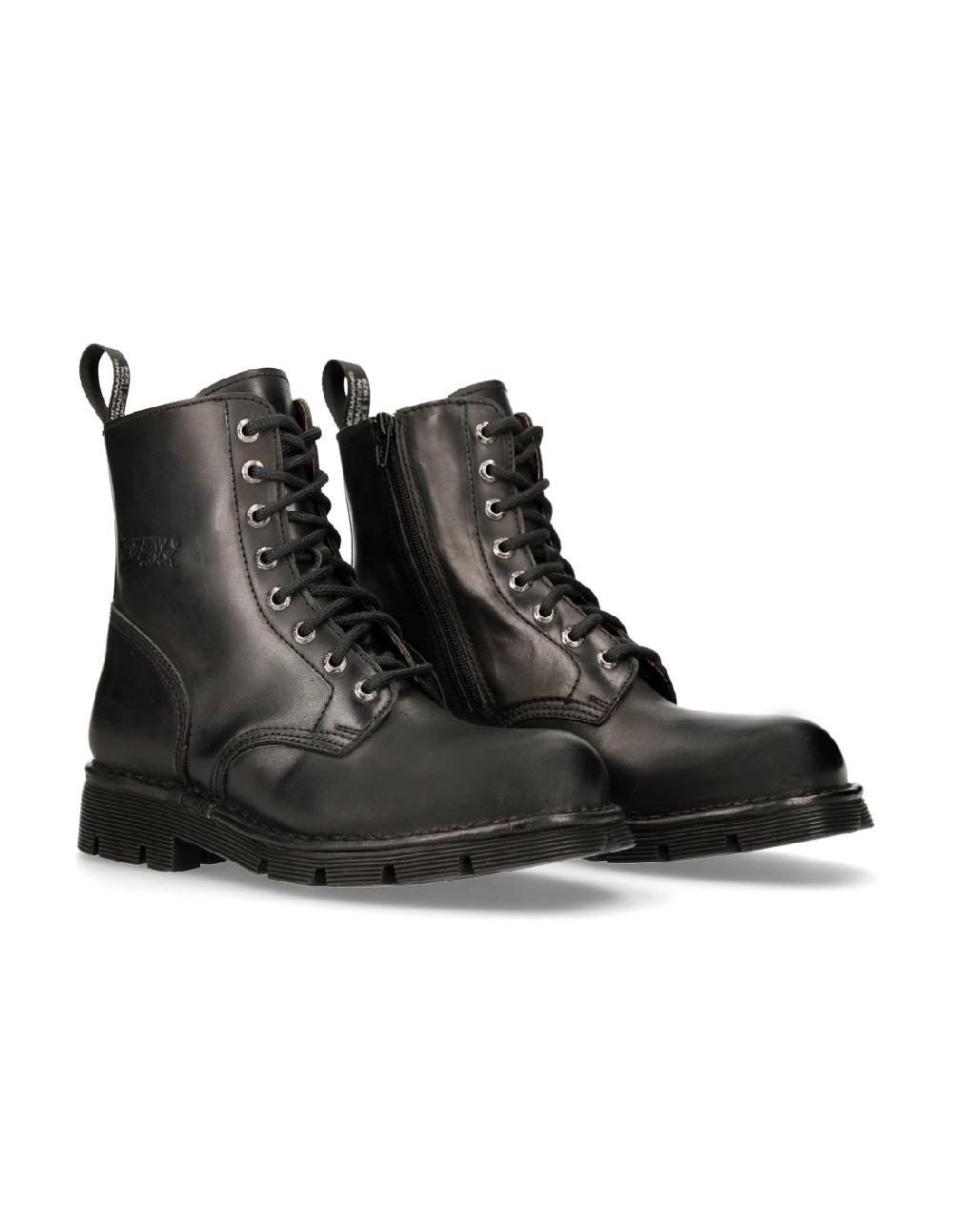 new rock ANKLE BOOT BLACK PLANING WITH LACES M-NEWMILI084-S1