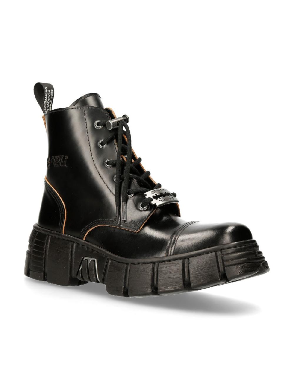 new rock ANKLE BOOT BLACK TOWER WITH LACES M-WALL005NK-S1 Tienda