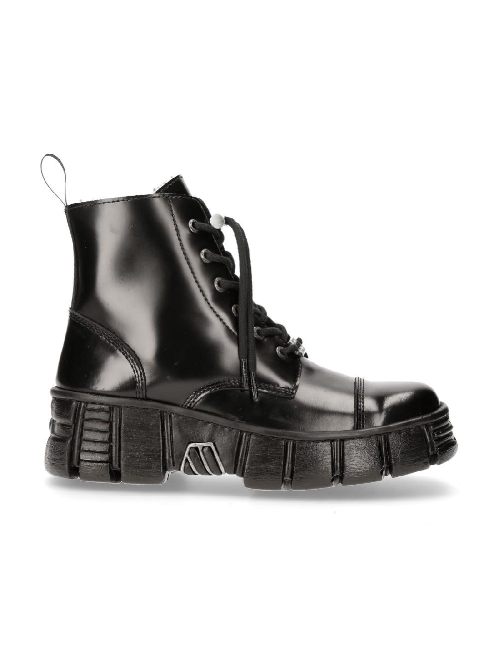 new rock ANKLE BOOT BLACK TOWER WITH LACES M-WALL005N-C6 2025