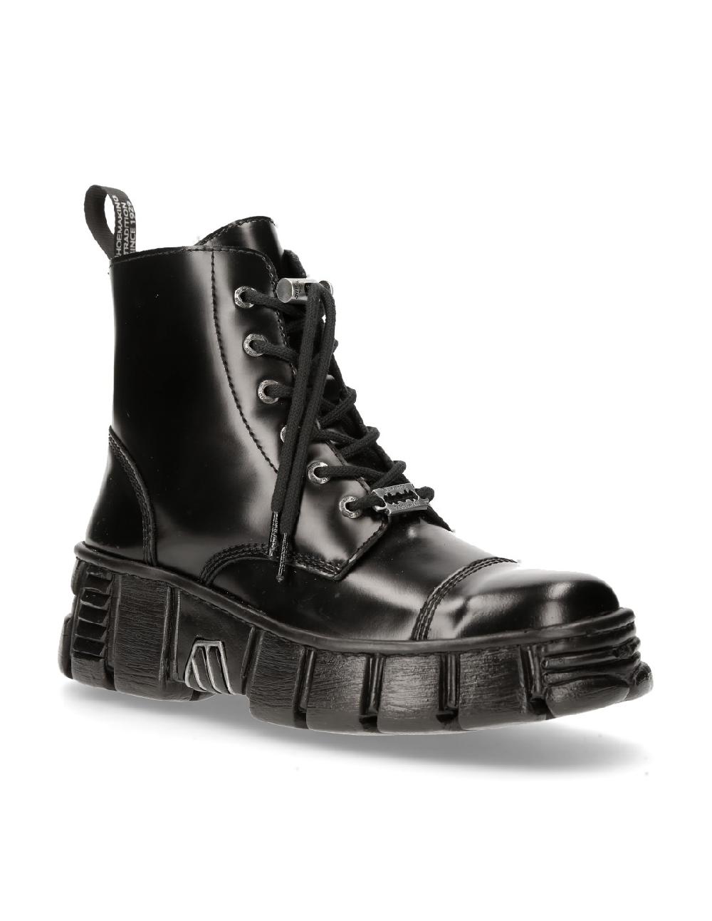 new rock ANKLE BOOT BLACK TOWER WITH LACES M-WALL005N-C6 2025