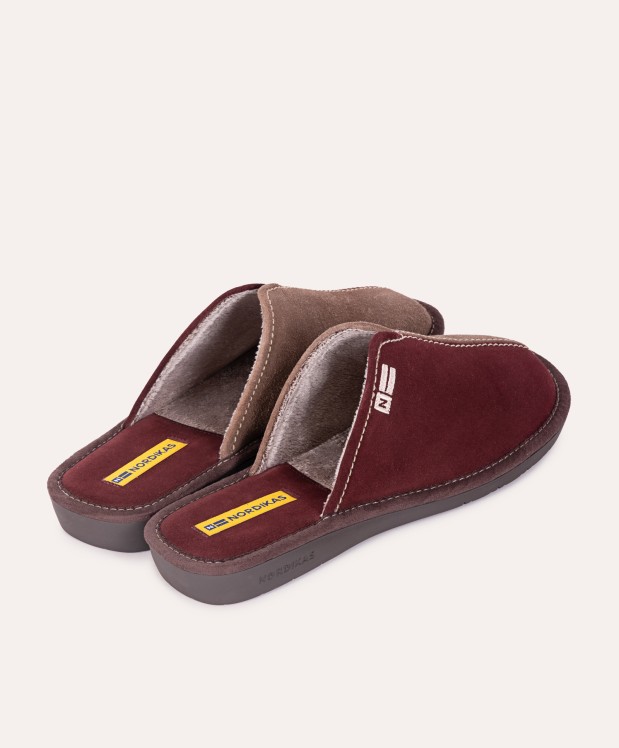 nordikas ZAPATILLAS DE CASA HOMBRE AFELPADO BURDEOS PIEDRA Oferta exclusiva