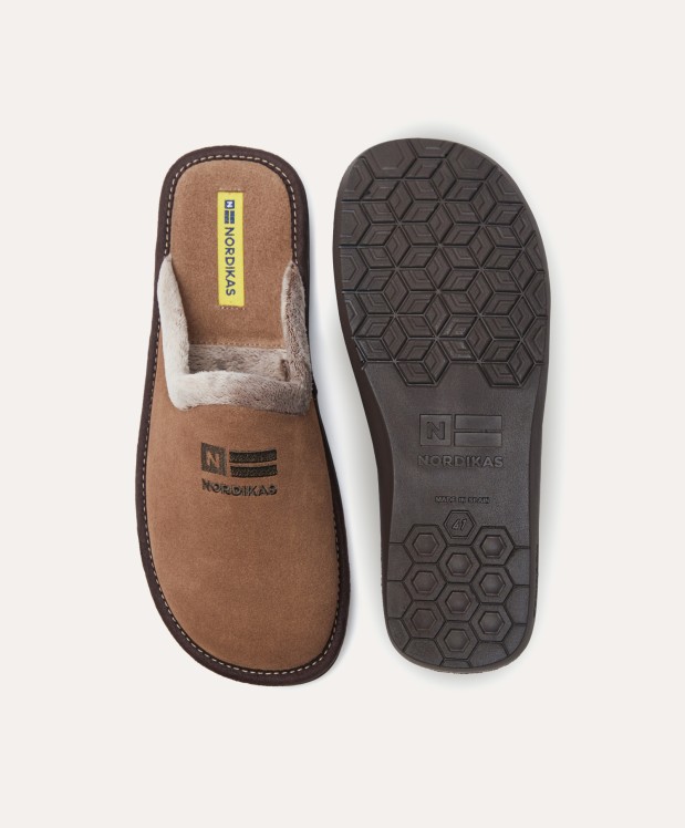 nordikas ZAPATILLAS DE CASA HOMBRE AFELPADO PIEDRA Precio ultrabajo