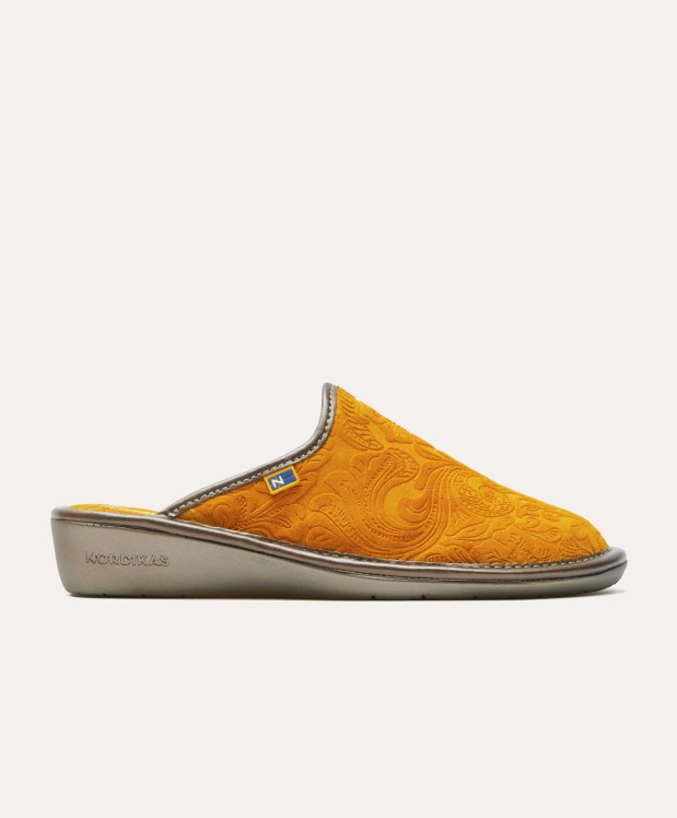 nordikas ZAPATILLAS DE CASA MUJER PIEL DAMASCO MOSTAZA Ofertas de temporada