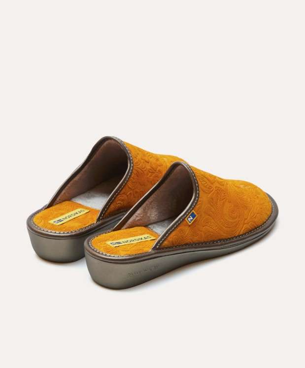 nordikas ZAPATILLAS DE CASA MUJER PIEL DAMASCO MOSTAZA Ofertas de temporada