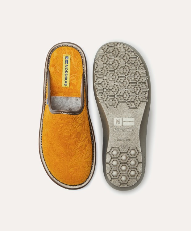 nordikas ZAPATILLAS DE CASA MUJER PIEL DAMASCO MOSTAZA Ofertas de temporada