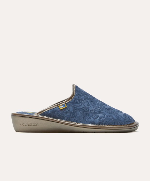 nordikas ZAPATILLAS DE CASA MUJER PIEL DAMASCO JEANS Ofertas especiales