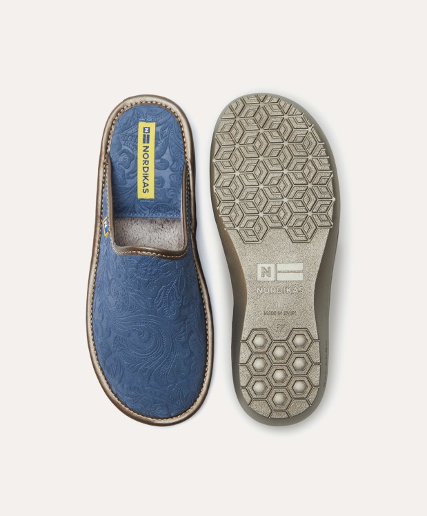 nordikas ZAPATILLAS DE CASA MUJER PIEL DAMASCO JEANS Ofertas especiales