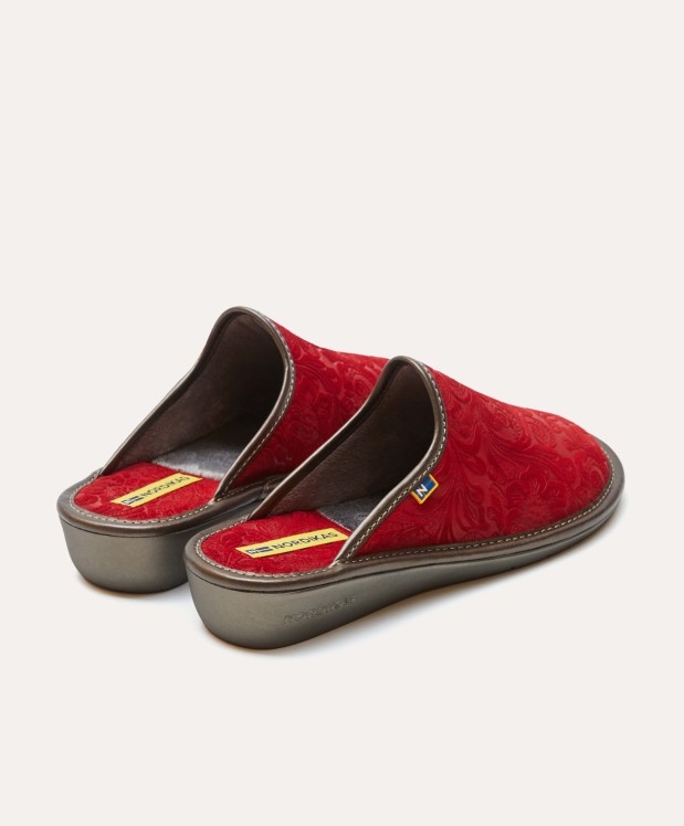 nordikas ZAPATILLAS DE CASA MUJER PIEL DAMASCO ROJO Grandes ahorros